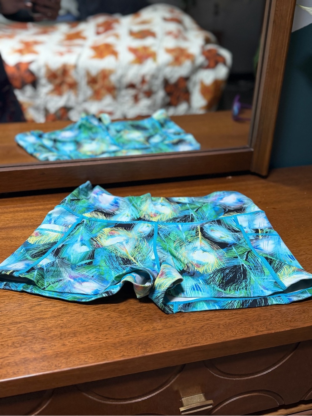 Constantly Varied Gear Peacock Print Athletic Shorts - Small